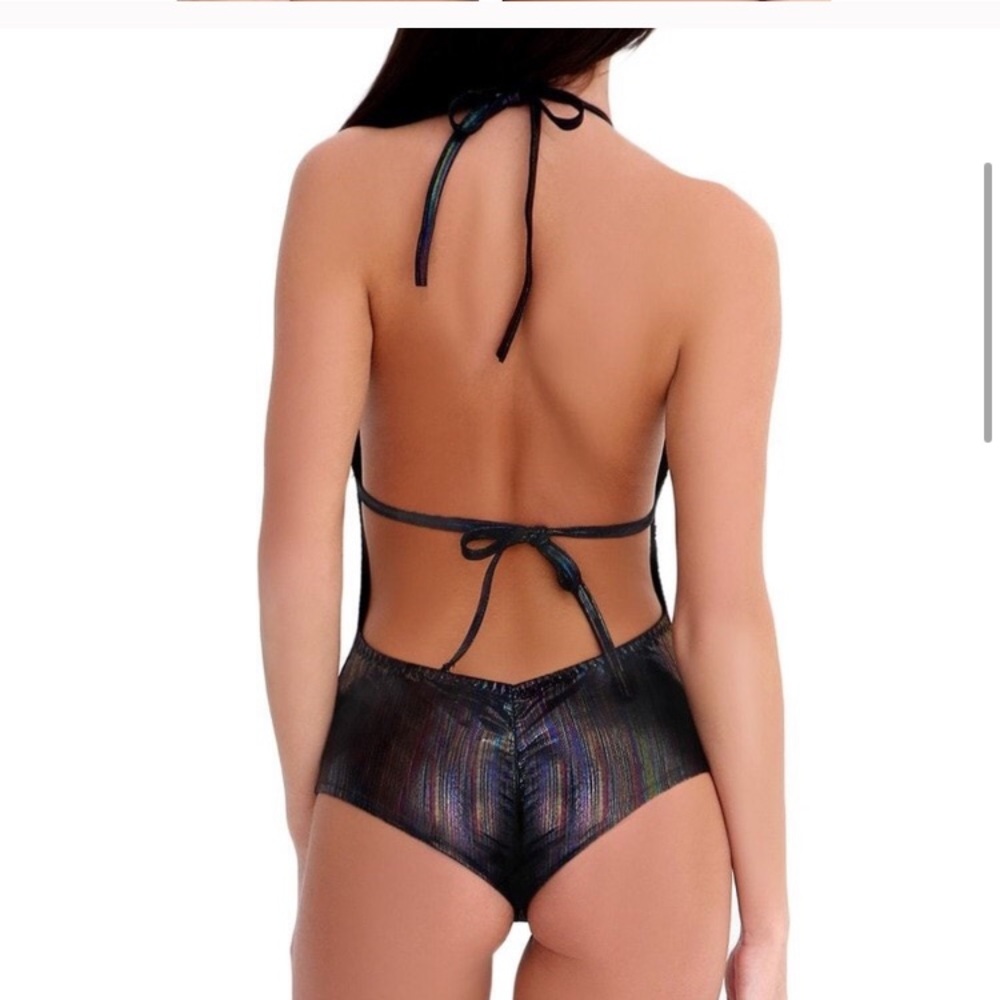 Nwot Oil Slick Zip Up Bodysuit - Picture 3 of 3